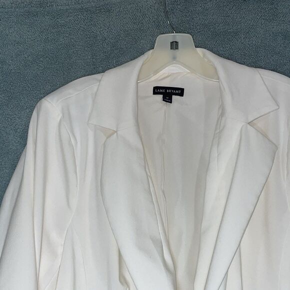 Lane Bryant Blazer Jacket 18 Cream Y2K Ruched Sleeve Minimalist Capsule Corpcore - Picture 5 of 11